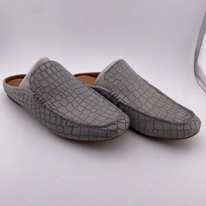 Born Capricorn Mule Loafer Slides Women's‎ Size 6M Gray Croc Embossed Leather